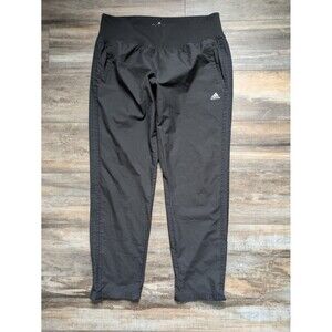 Adidas Track Pants Black Climalite Women's Large Pull On 29.5" Inseam